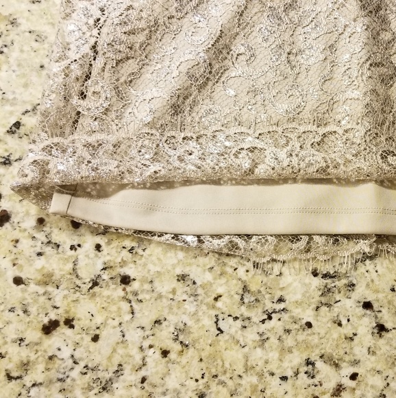 🍾 Calvin Klein Champagne Metallic Lace Dress - Picture 5 of 6